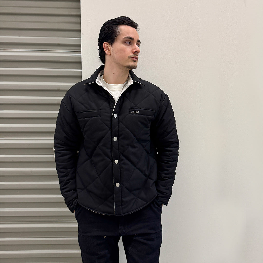 Model wearing Asprovski's Technician's Reversible Lightweight Jacket