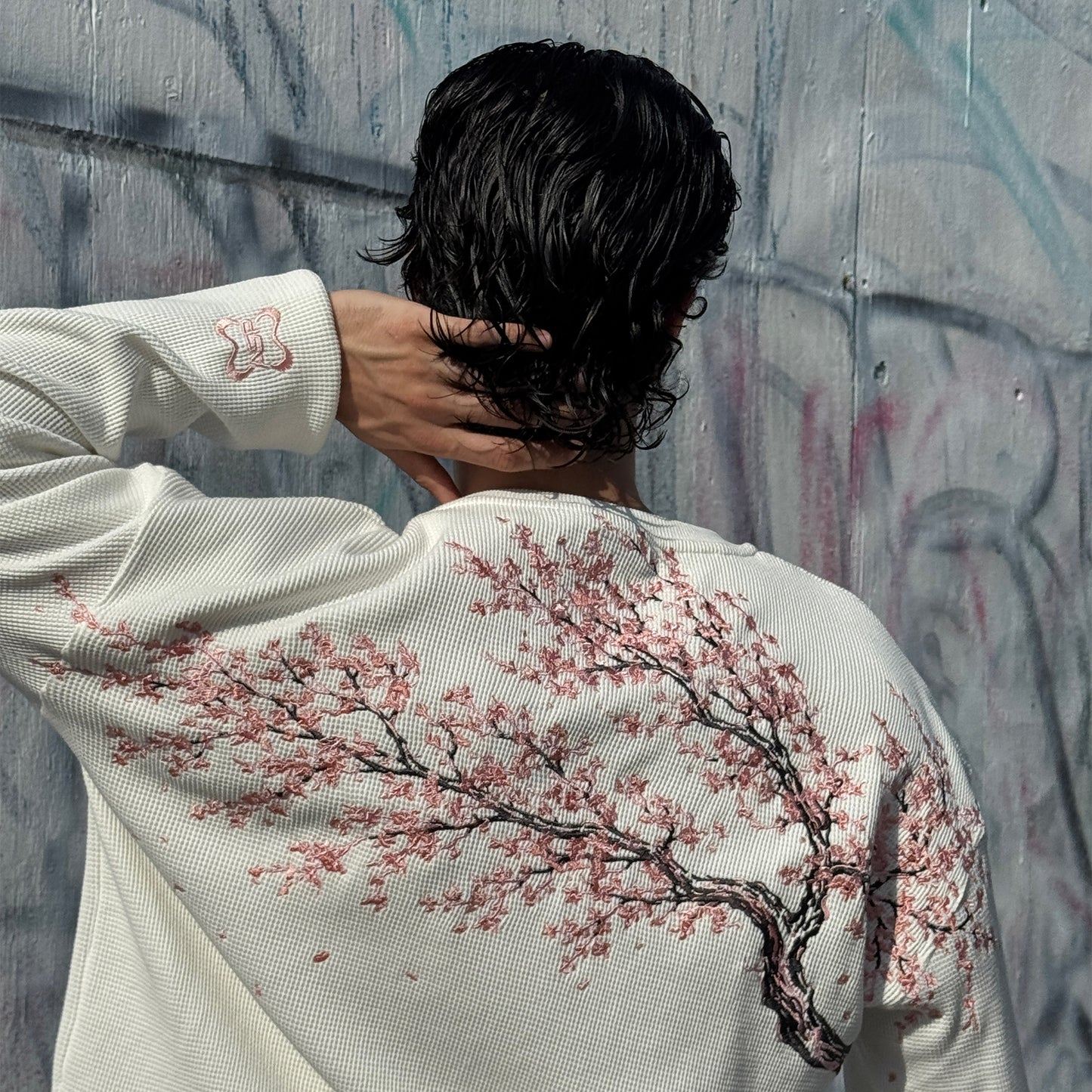 Sakura Waffle-Knit Henley