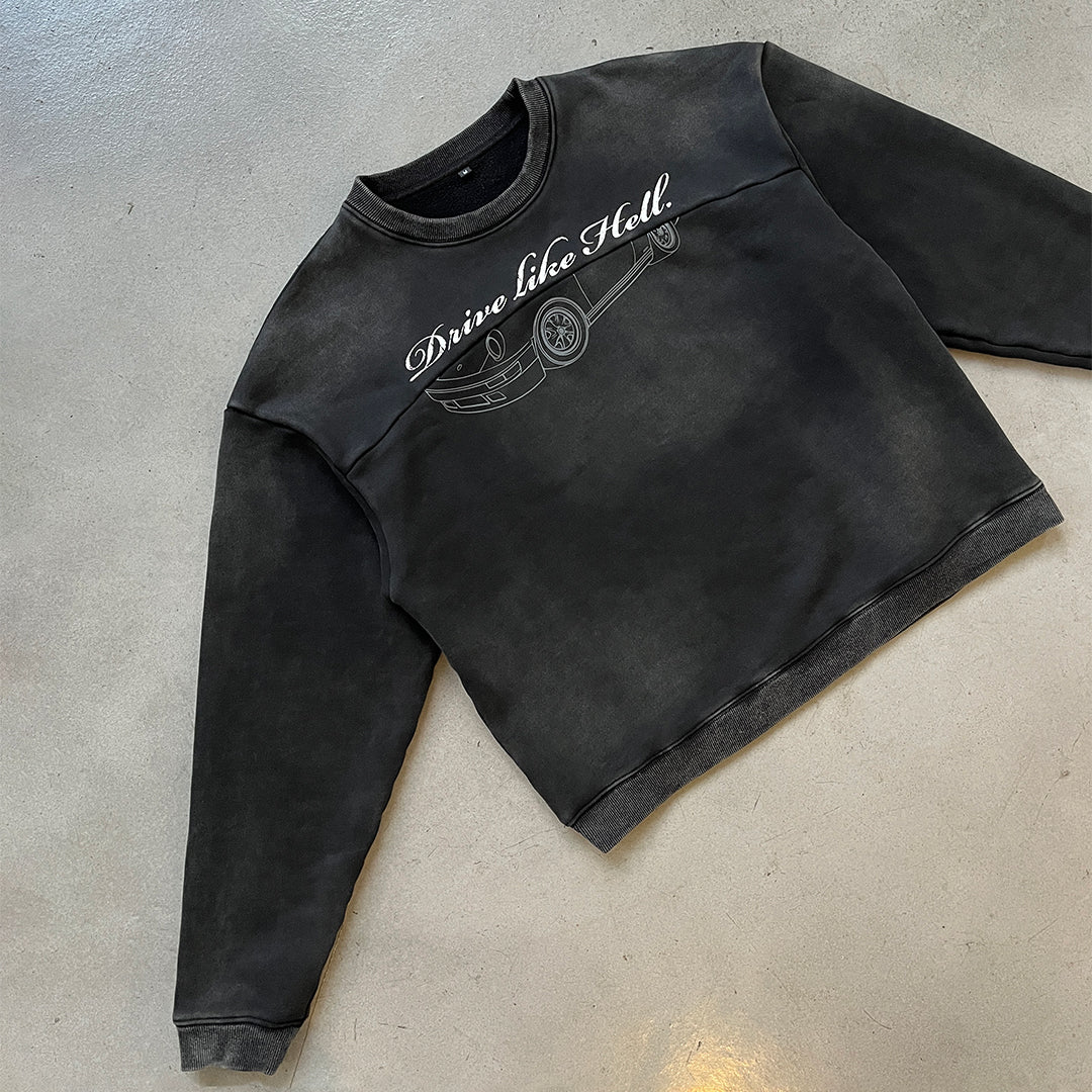 Drive Like Hell Split Sweater - Diesel Grey