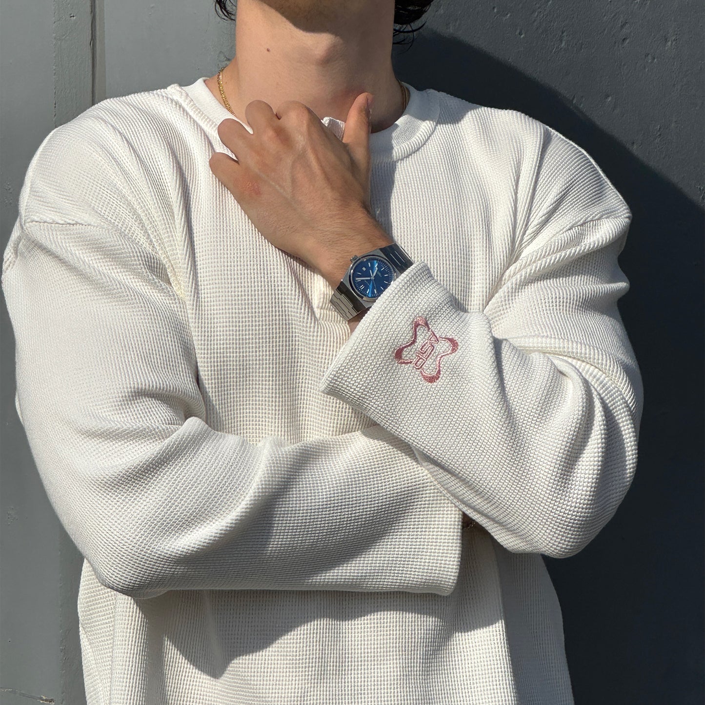 Sakura Waffle-Knit Henley