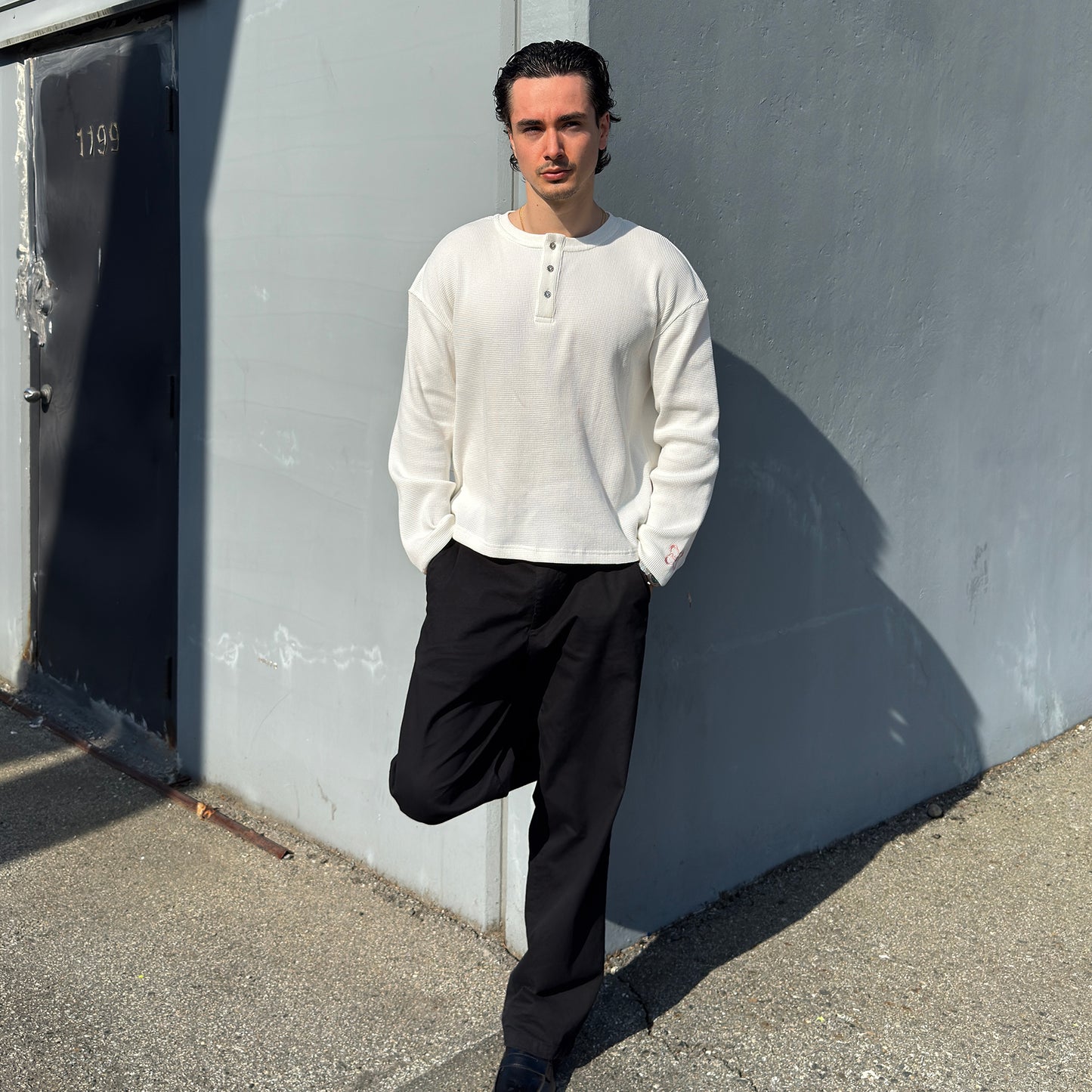 Sakura Waffle-Knit Henley