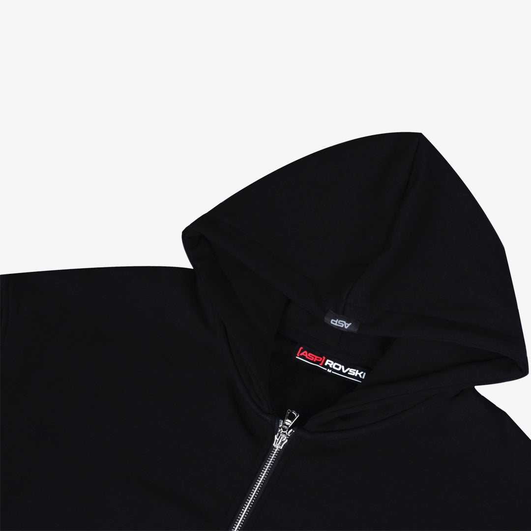 Thermal Velour Dual-Zip Hoodie - Jet Black