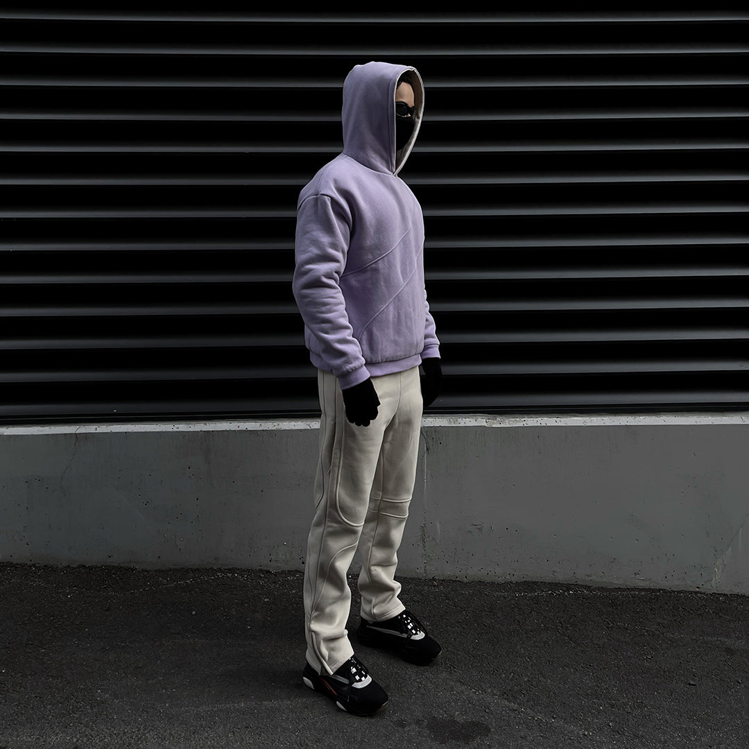 Reversible Double Layer Multiseam Hoodie - Lavender/Cream