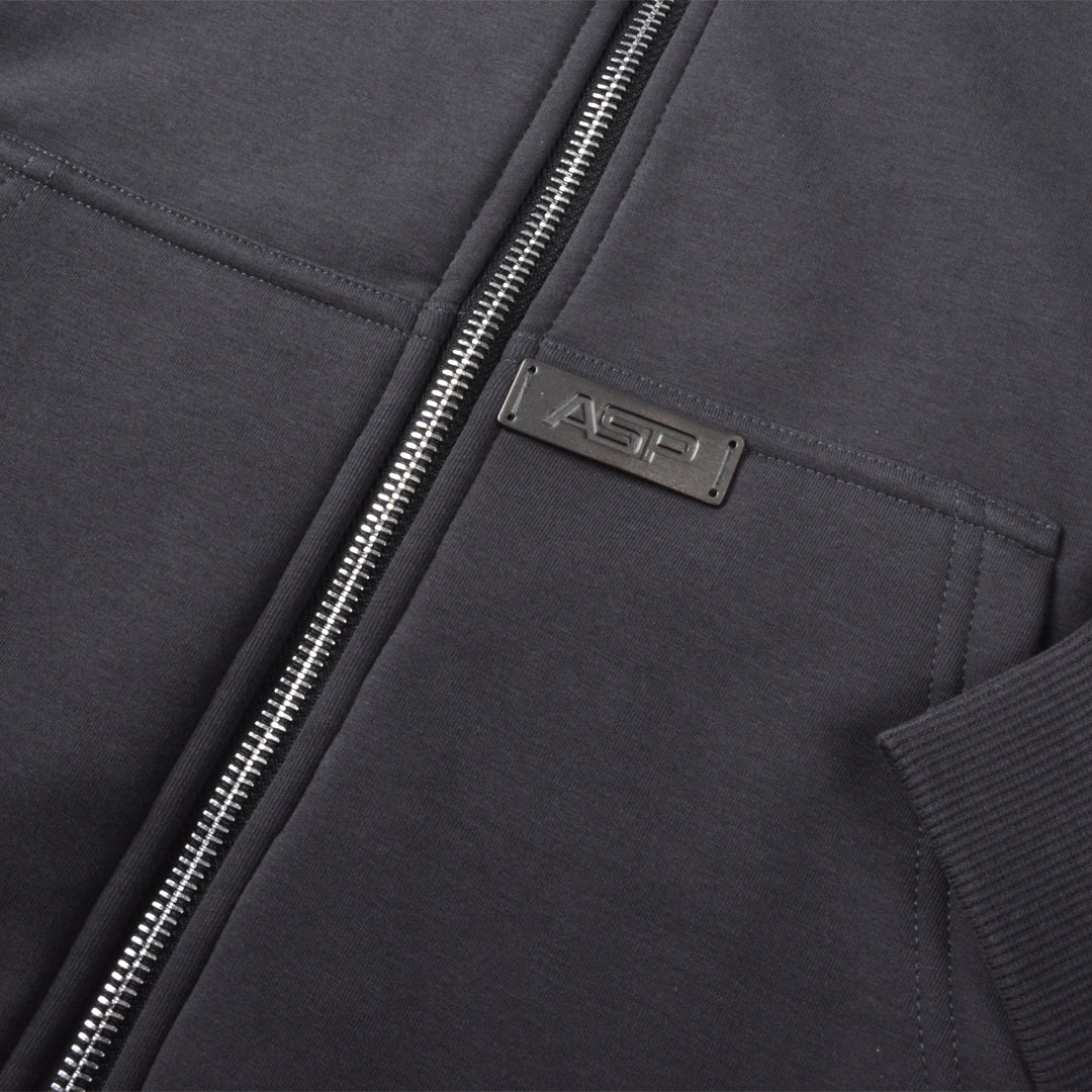 Thermal Velour Dual-Zip Hoodie - Slate